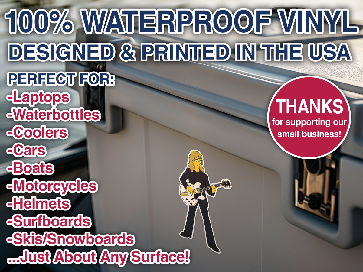 Alex Lifeson Springfield Waterproof Vinyl Sticker Decal Rush Lyric Art