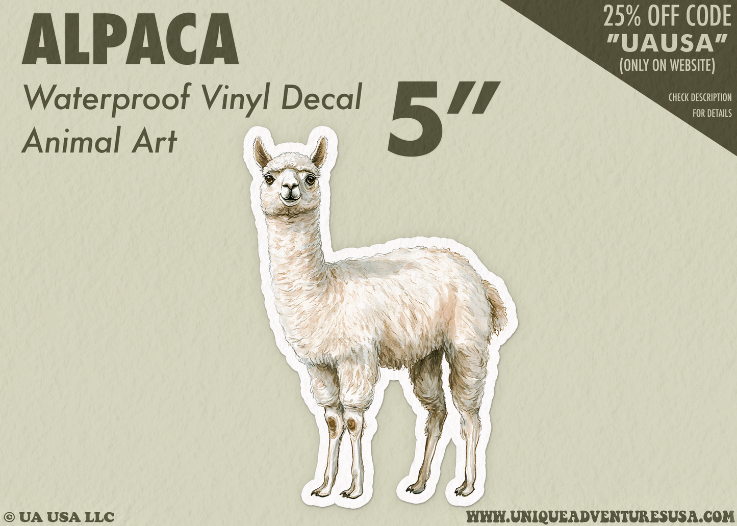 Alpaca Waterproof Vinyl Sticker Decal Art