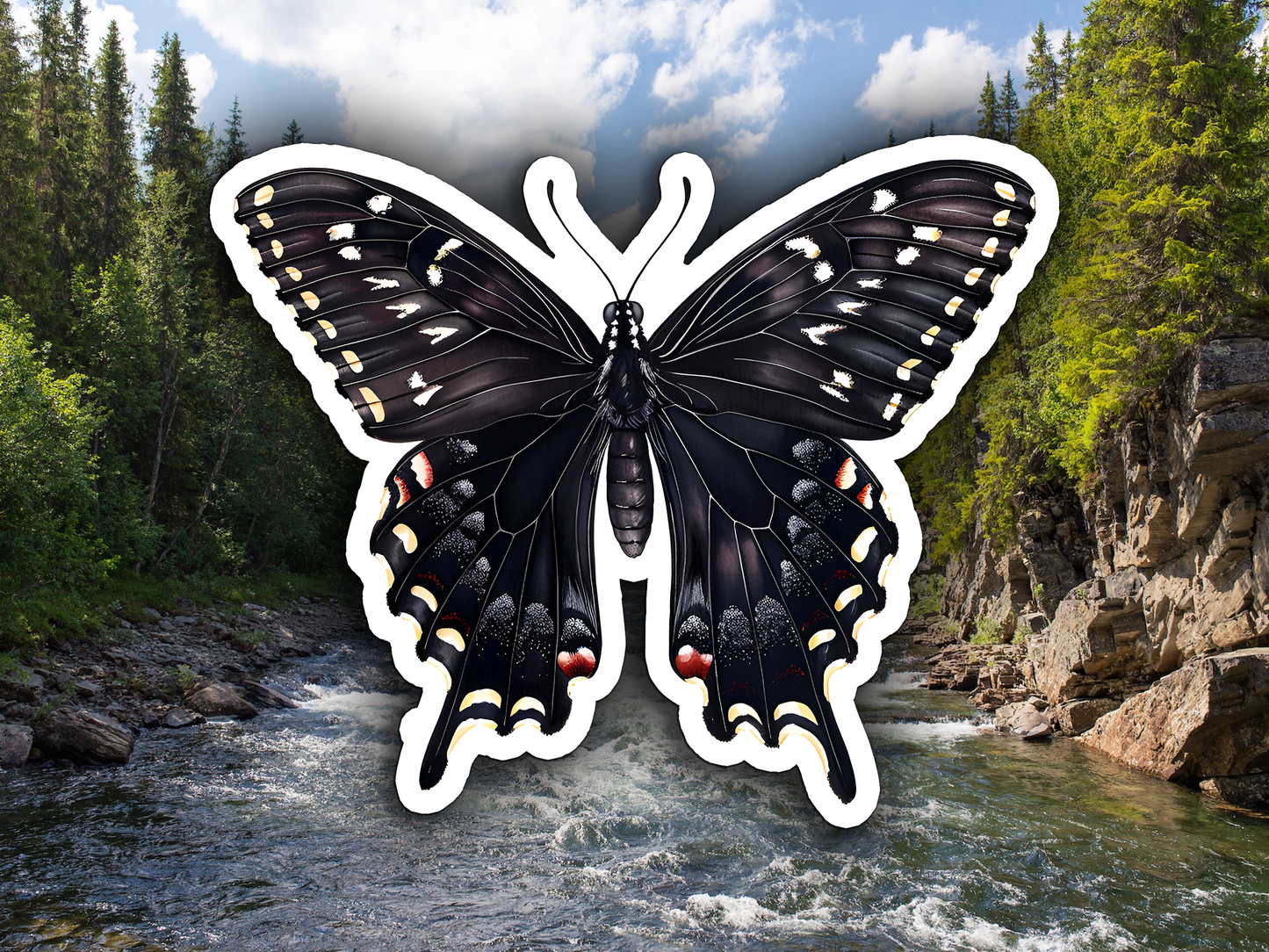 Black Swallowtail Butterfly Waterproof Vinyl Sticker Decal Art