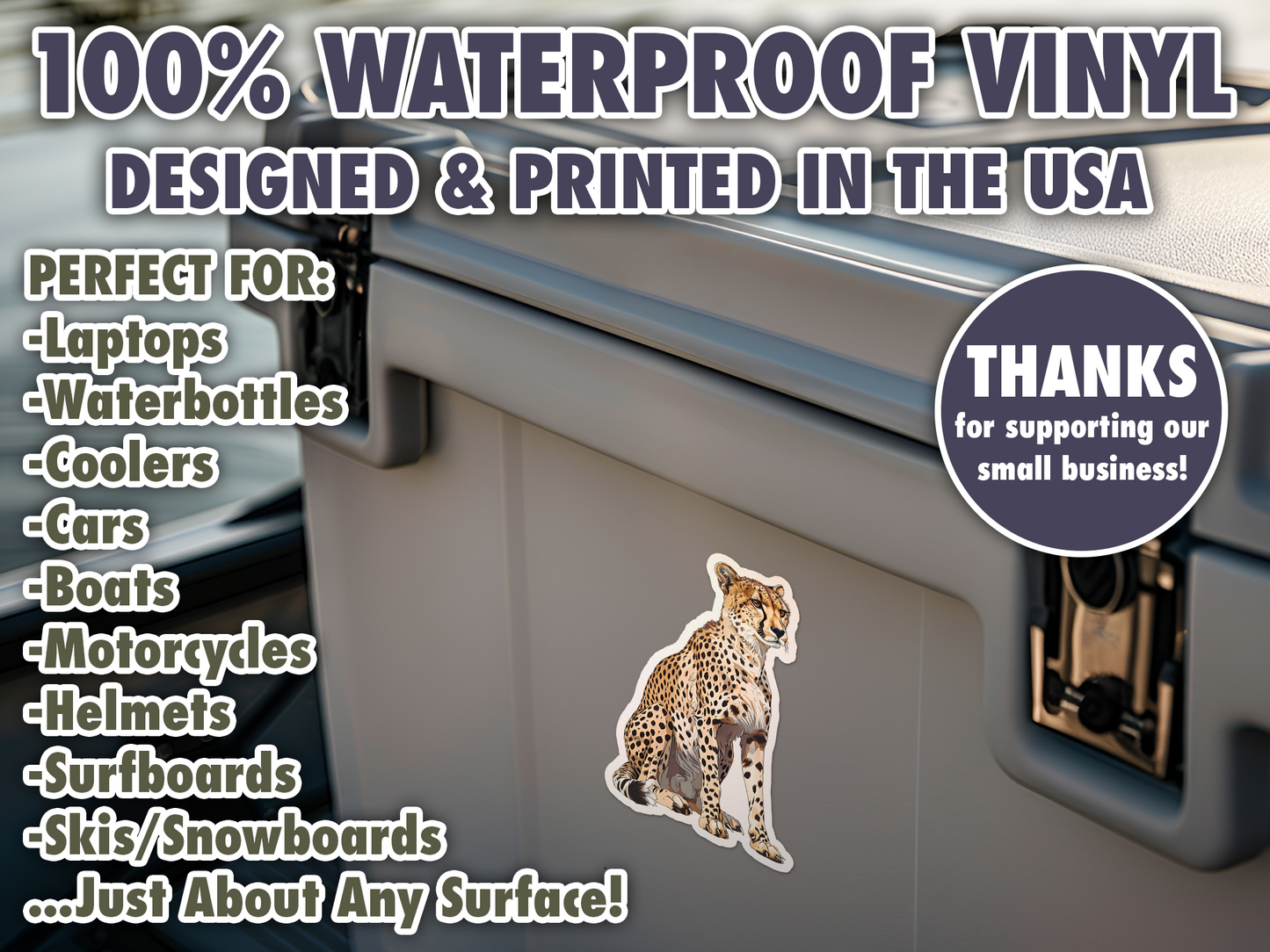 Cheetah Decal Sticker Vinyl Waterproof Art