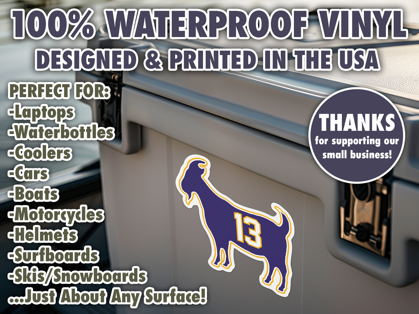 Wilt Chamberlain Goat 13 Waterproof Vinyl Sticker Decal Art