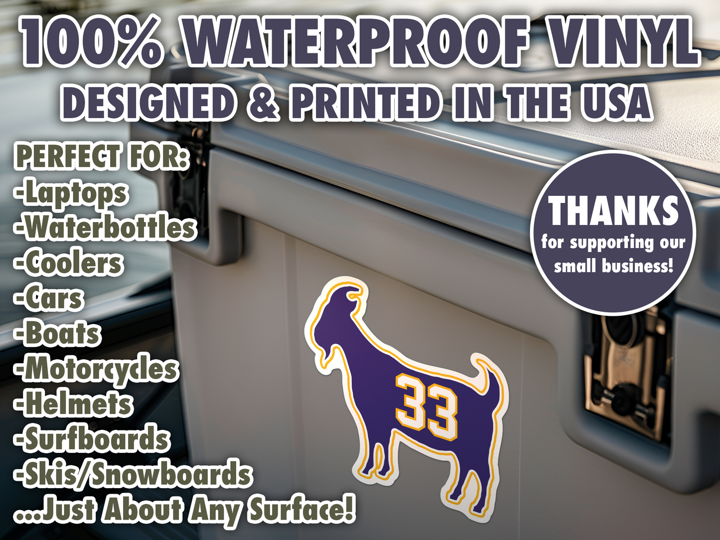 Kareem Abdul-Jabbar Goat 33 Waterproof Vinyl Sticker Decal Art
