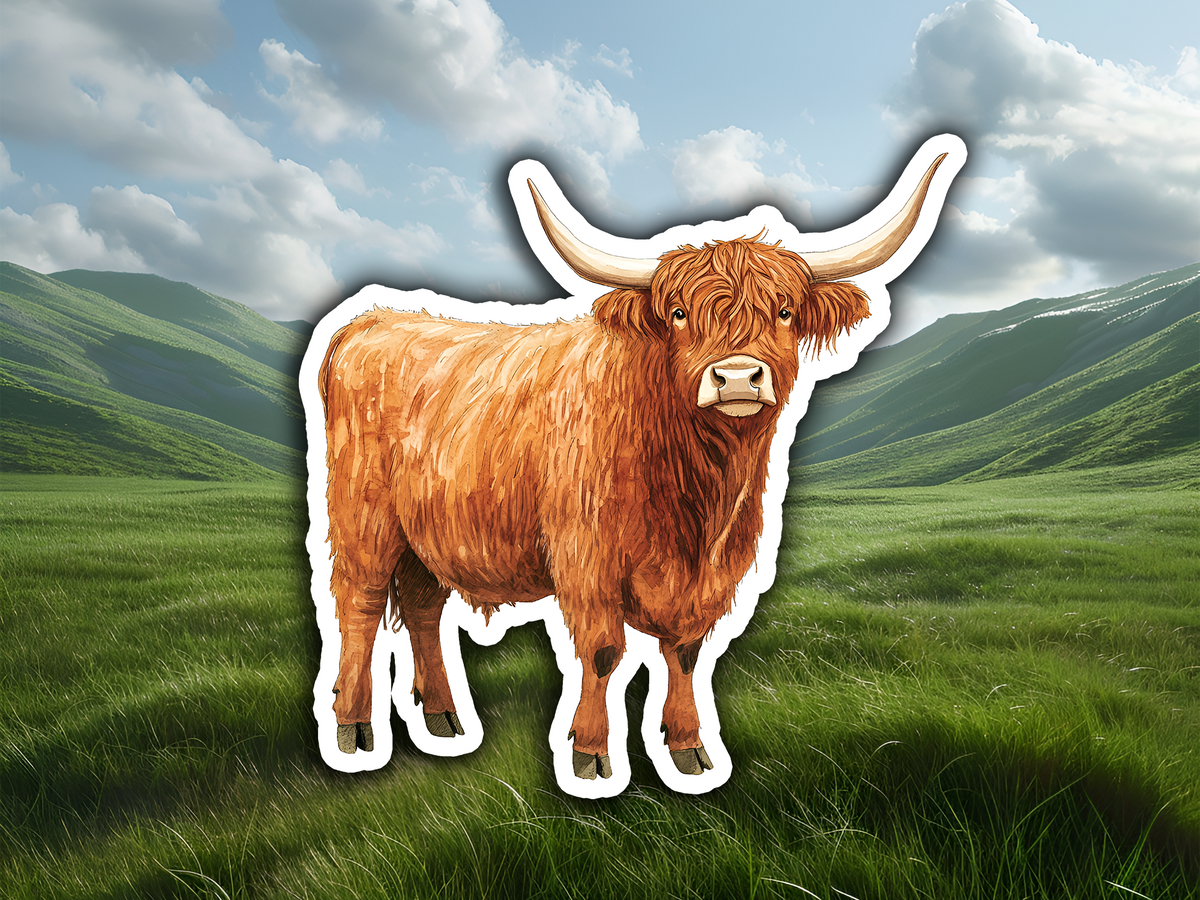 Highland Cattle Fluffy Cow Waterproof Vinyl Sticker Decal Art