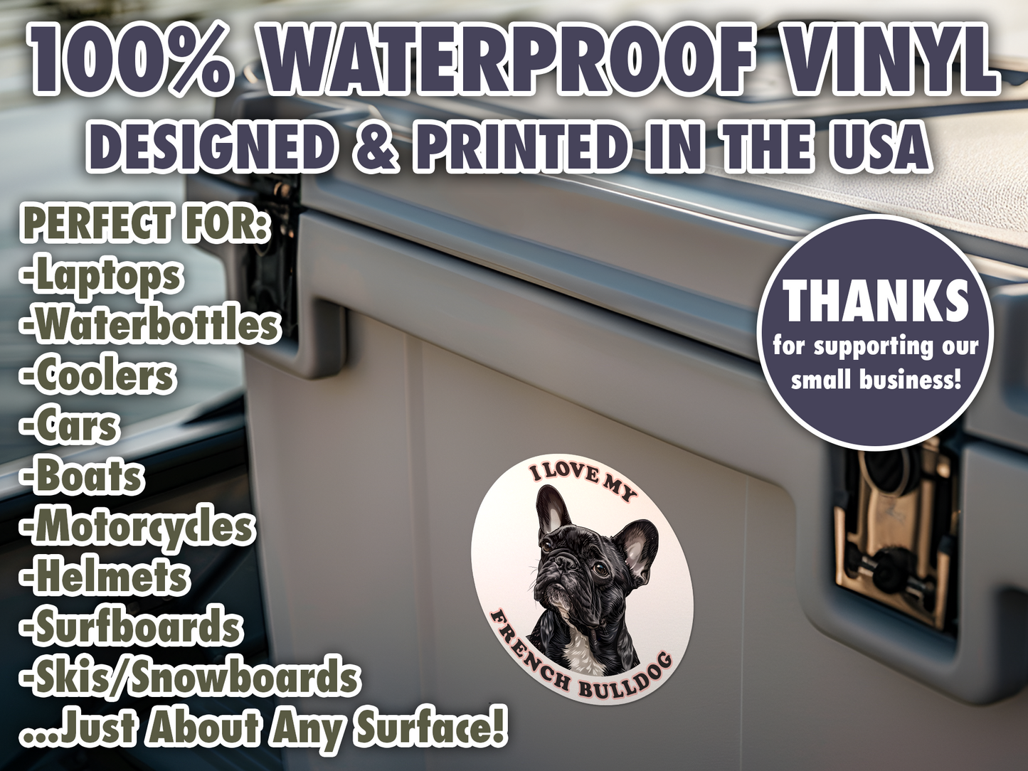 I Love My French Bulldog Sticker Decal Waterproof Vinyl Art