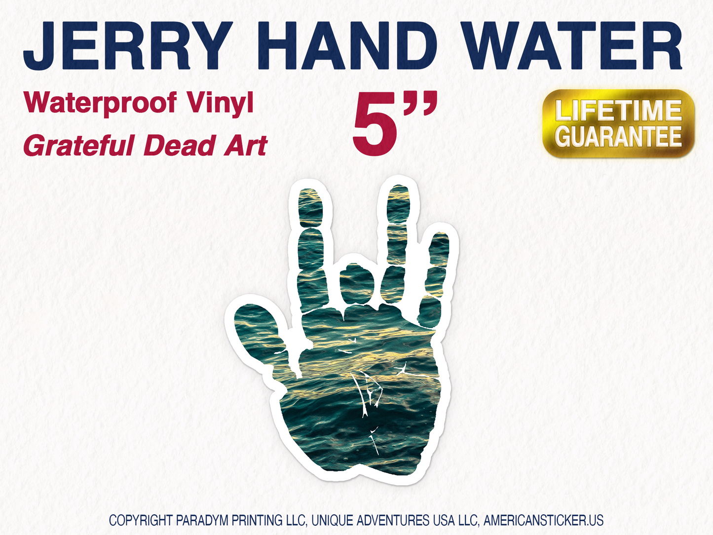 Jerry Garcia Water Hand Waterproof Vinyl Sticker Decal Grateful Dead Art Jerry Garcia Sticker