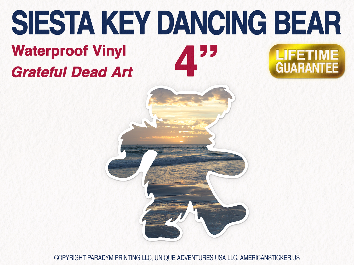 Grateful Dead Decal Dancing Bear Siesta Key Florida Sunset