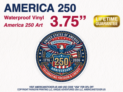 America 250 Sticker Decal Waterproof Vinyl Art