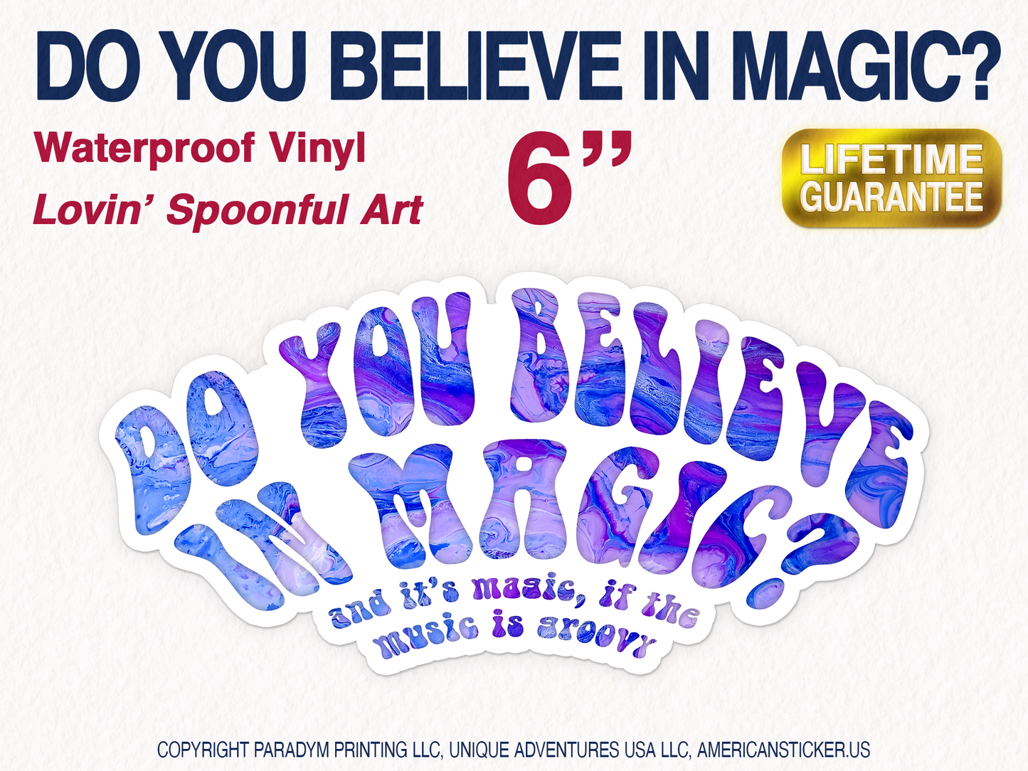 Do You Believe In Magic Waterproof Vinyl Sticker Decal The Lovin' Spoonful Lyric Art