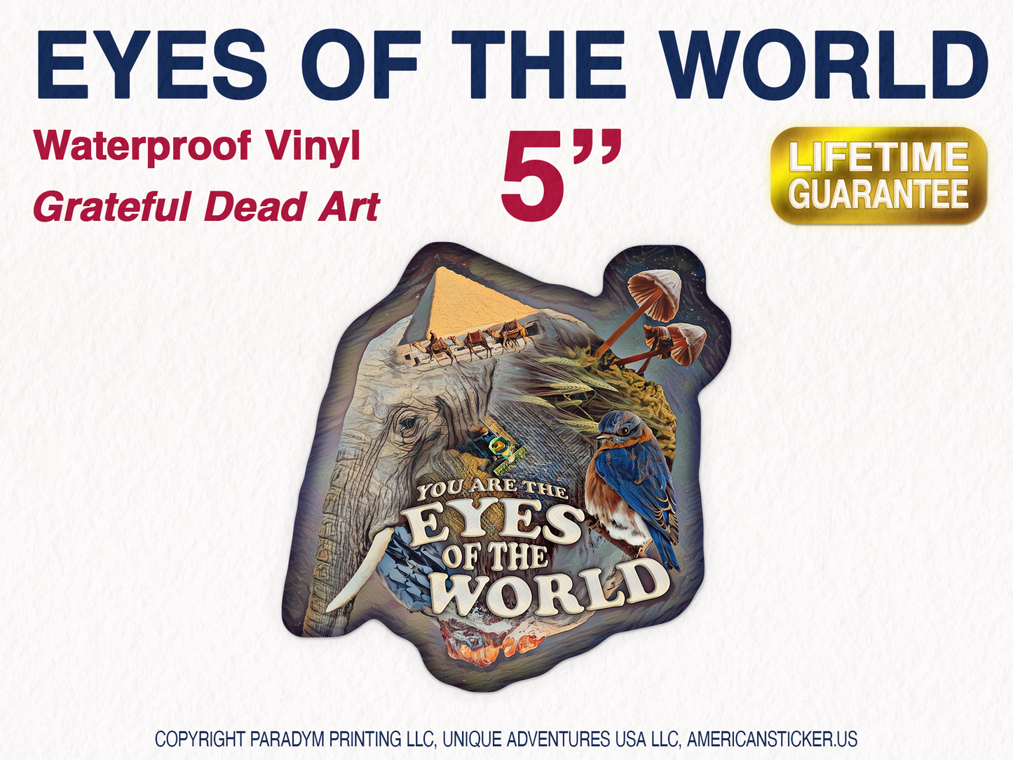 Eyes Of The World Waterproof Vinyl Sticker Decal Grateful Dead Lyric Art