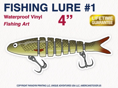 Fishing Lure 1 Waterproof Vinyl Sticker Decal Art