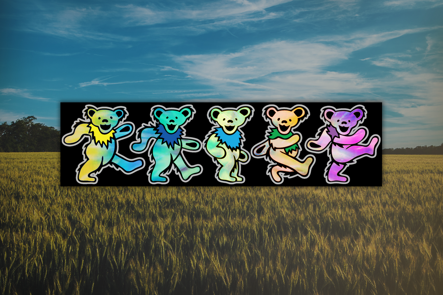 Tie Dye Dancing Bears Waterproof Vinyl Sticker Decal Grateful Dead Lyric Art