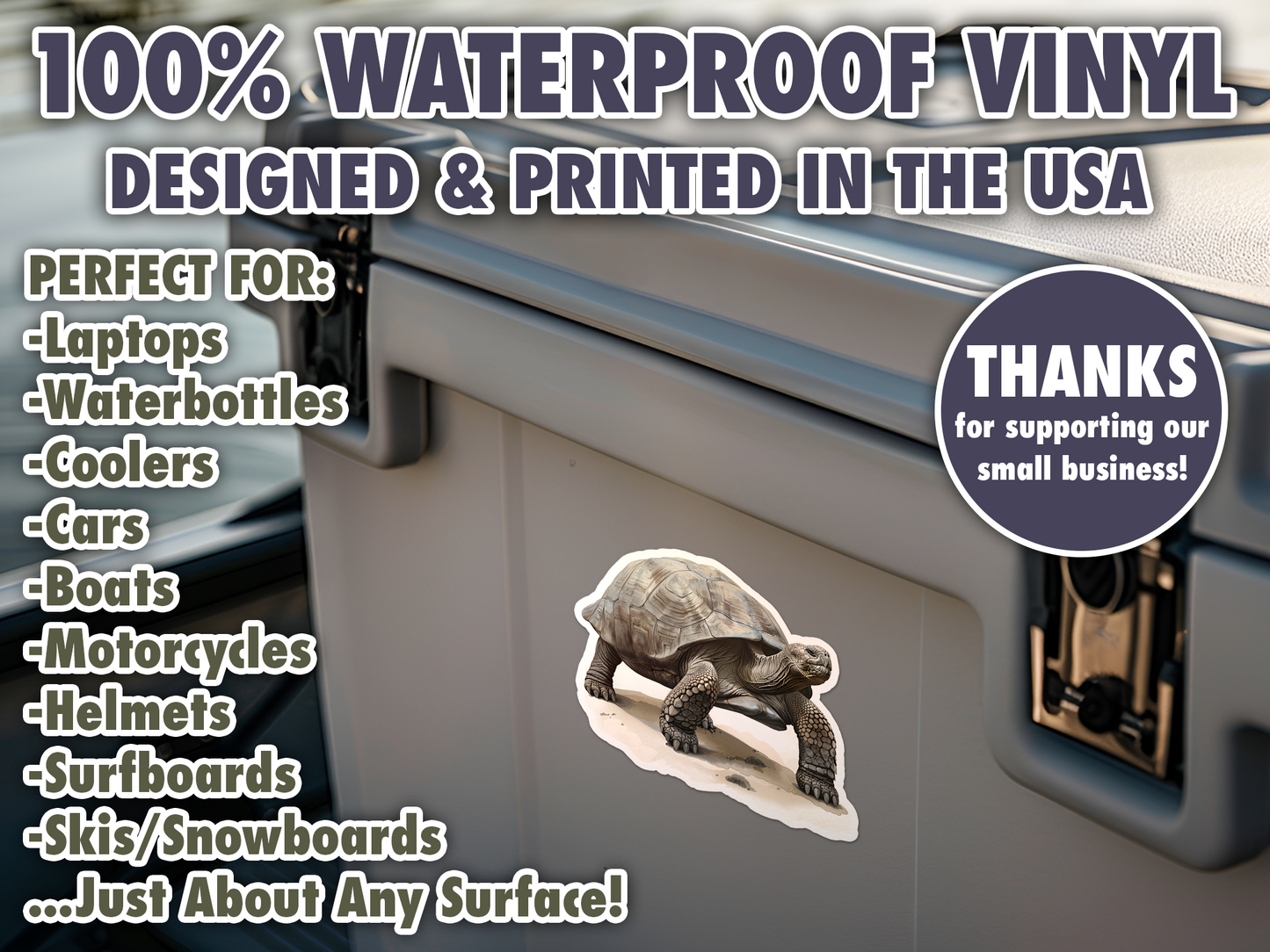 Galapagos Giant Tortoise Waterproof Vinyl Sticker Decal Art