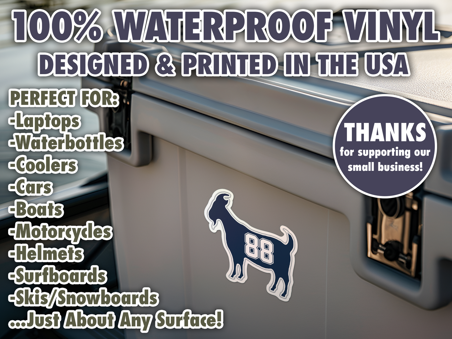 CeeDee Lamb GOAT 88 Cowboys Waterproof Vinyl Sticker Decal Art