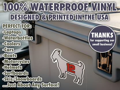 Tom Brady Goat 12 Patriots Buccaneers Waterproof Vinyl Sticker Decal Art