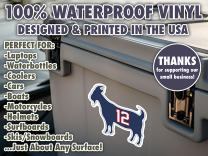 Tom Brady Goat 12 Patriots Buccaneers Waterproof Vinyl Sticker Decal Art