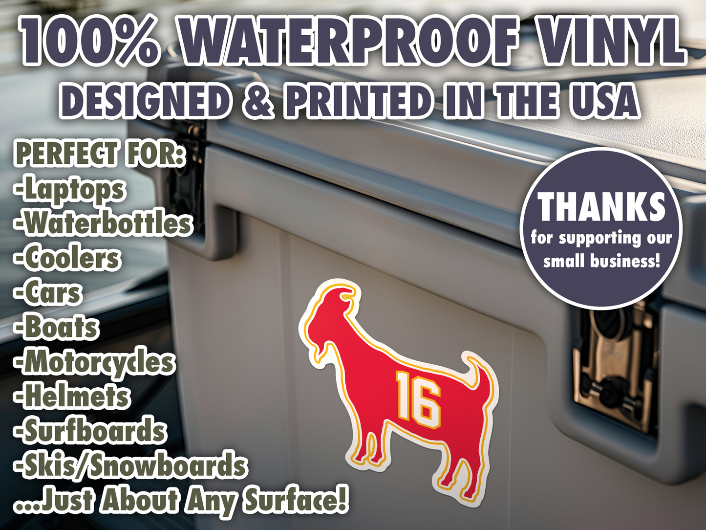 Len Dawson Goat 16 Chiefs Waterproof Vinyl Sticker Decal Art