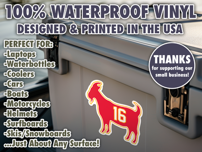 Len Dawson Goat 16 Chiefs Waterproof Vinyl Sticker Decal Art