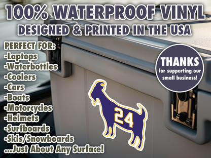 Kobe Bryant Purple Goat 24 Waterproof Vinyl Sticker Decal Art