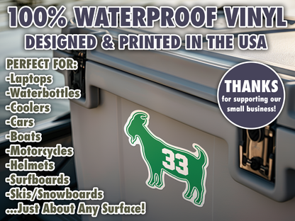 Larry Bird Green Goat 33 Waterproof Vinyl Sticker Decal Art