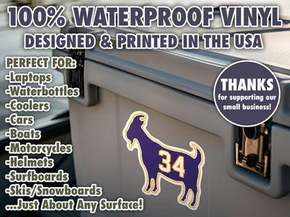 Shaquille O'Neil Goat 34 Waterproof Vinyl Sticker Decal Art
