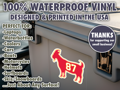 Travis Kelce Goat 87 Waterproof Vinyl Sticker Decal Art