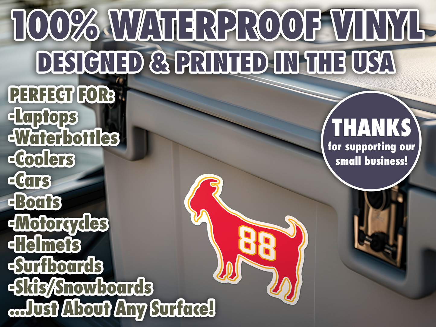 Tony Gonzalez Goat 88 Chiefs Waterproof Vinyl Sticker Decal Art