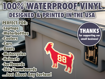 Tony Gonzalez Goat 88 Chiefs Waterproof Vinyl Sticker Decal Art