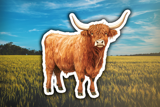 Highland Cattle Fluffy Cow Waterproof Vinyl Sticker Decal Art