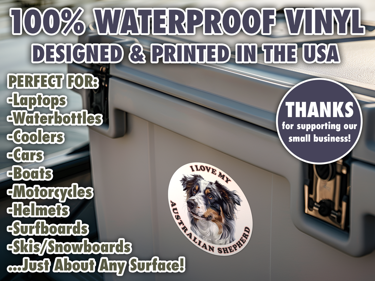 I Love My Australian Shepherd Sticker Decal Waterproof Vinyl Art