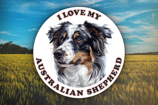 I Love My Australian Shepherd Sticker Decal Waterproof Vinyl Art