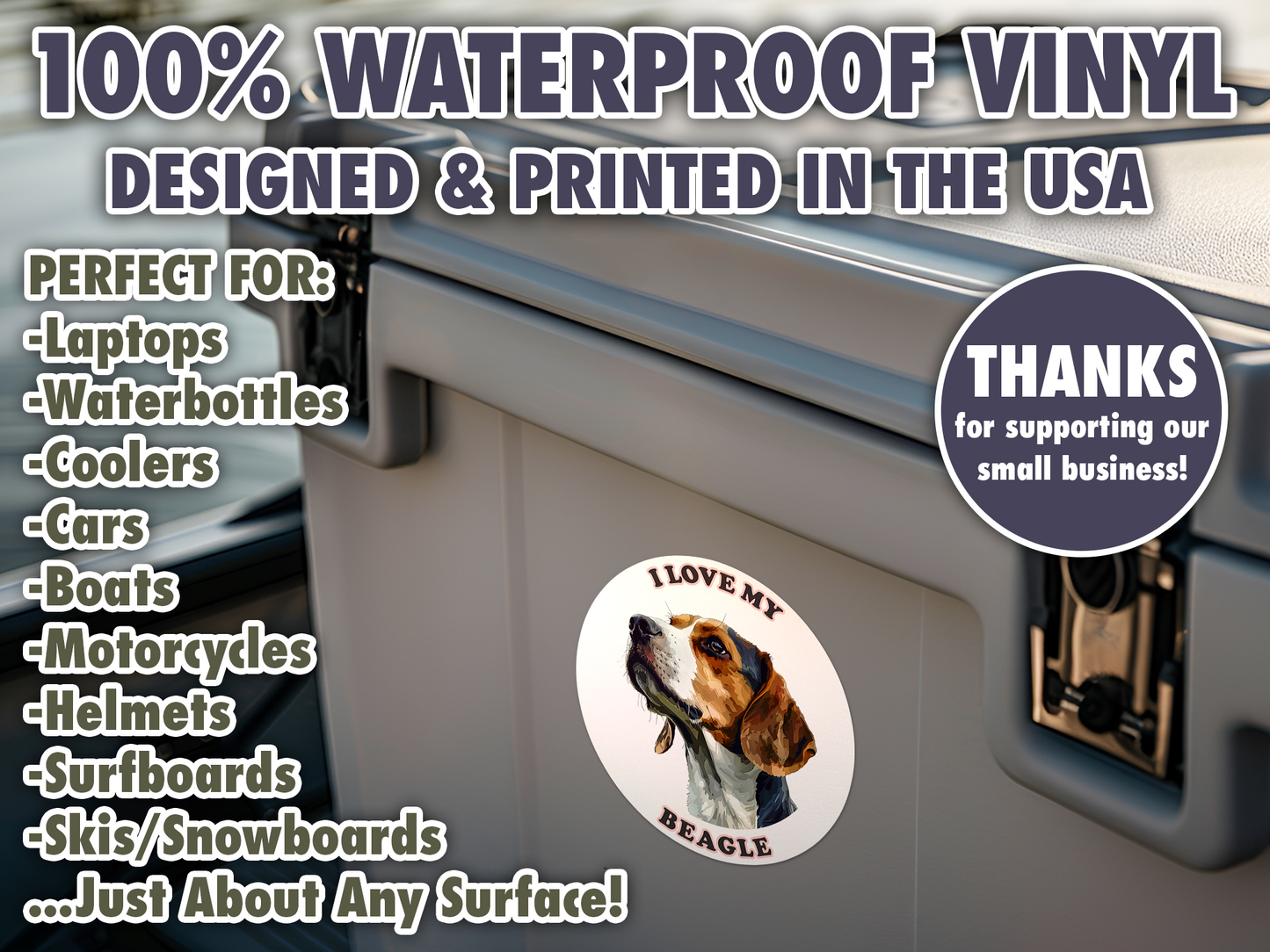 I Love My I Love My Beagle Sticker Decal Waterproof Vinyl Art Sticker Decal Waterproof Vinyl Art