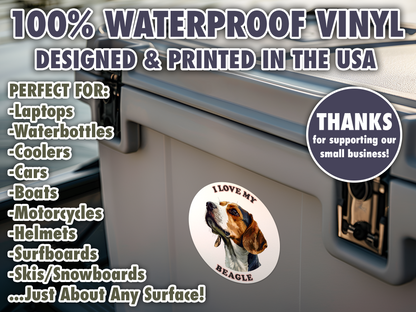 I Love My I Love My Beagle Sticker Decal Waterproof Vinyl Art Sticker Decal Waterproof Vinyl Art