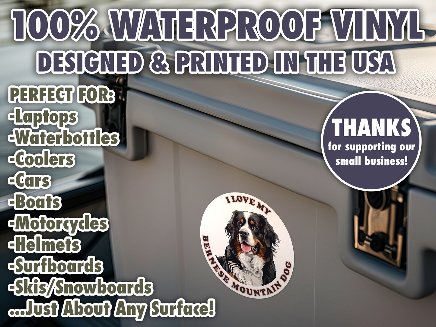 I Love My Bernese Mountain Dog Sticker Decal Waterproof Vinyl Art