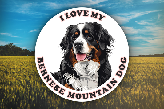 I Love My Bernese Mountain Dog Sticker Decal Waterproof Vinyl Art