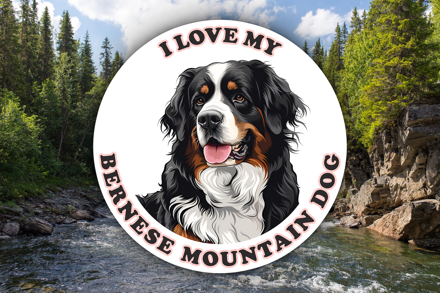 I Love My Bernese Mountain Dog Sticker Decal Waterproof Vinyl Art