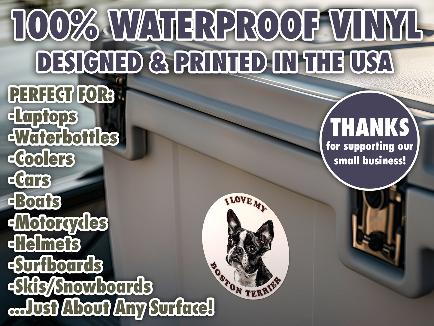 I Love My Boston Terrier Sticker Decal Waterproof Vinyl Art