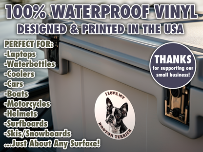 I Love My Boston Terrier Sticker Decal Waterproof Vinyl Art