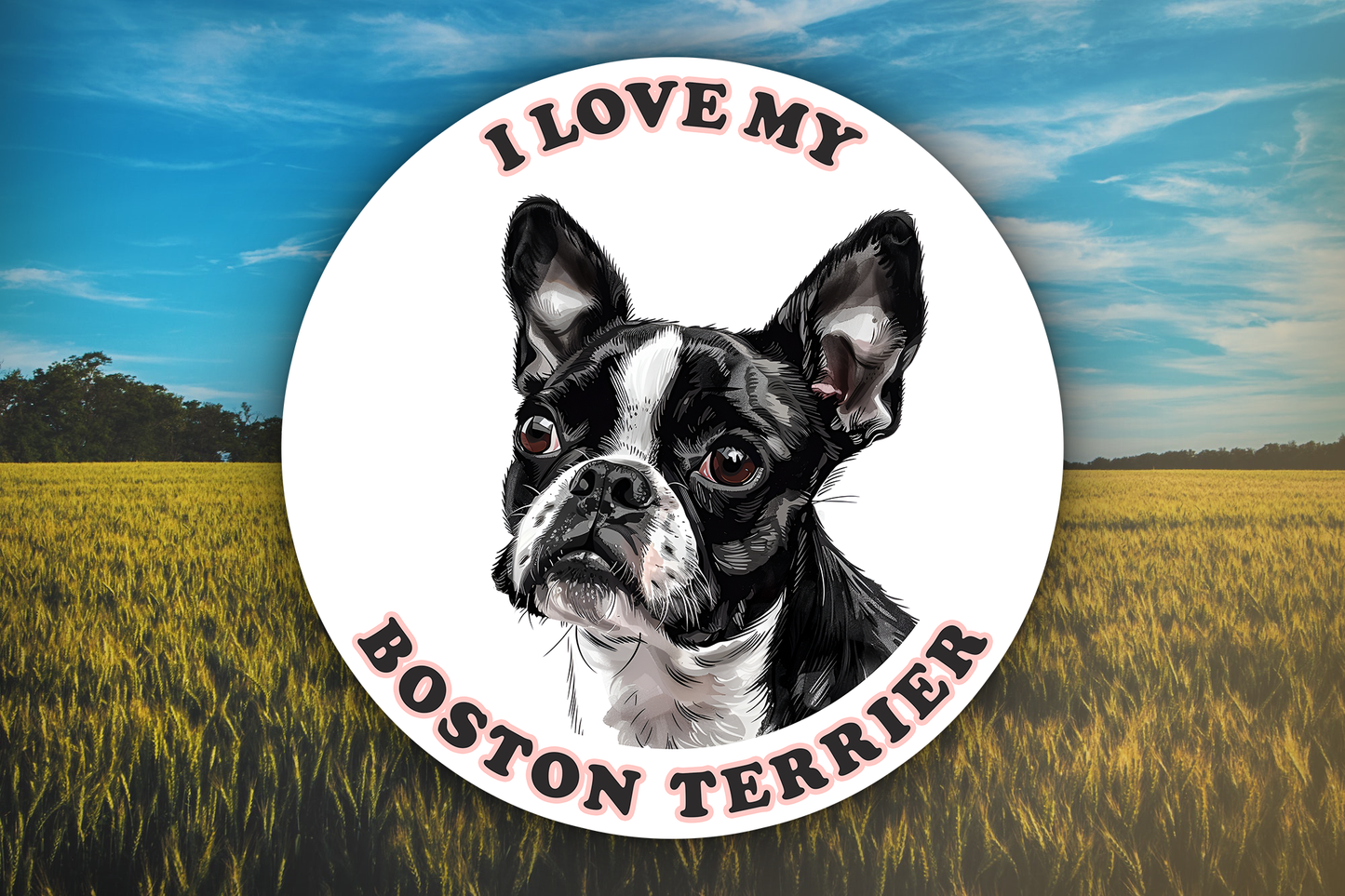I Love My Boston Terrier Sticker Decal Waterproof Vinyl Art
