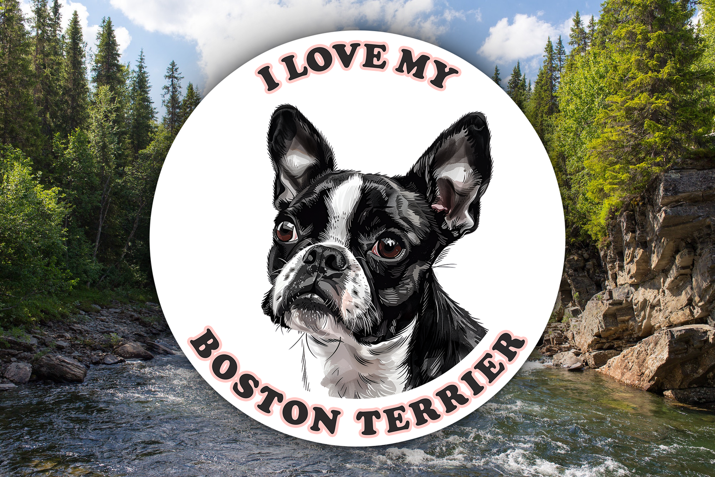 I Love My Boston Terrier Sticker Decal Waterproof Vinyl Art