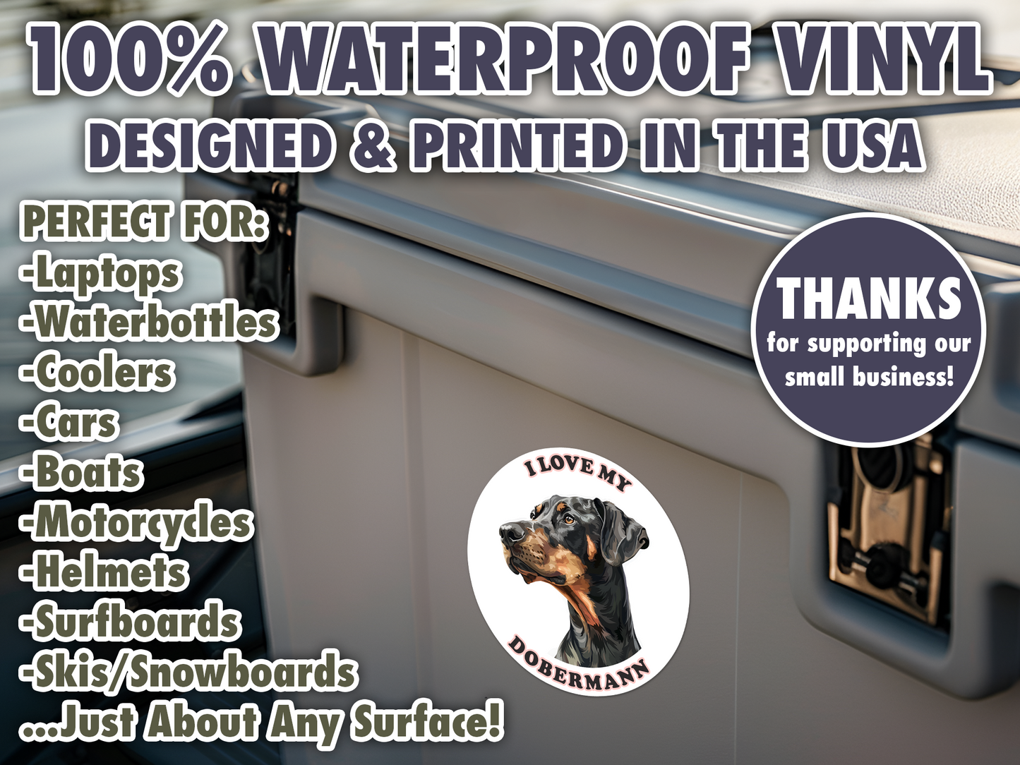 I Love My Dobermann Sticker Decal Waterproof Vinyl Art