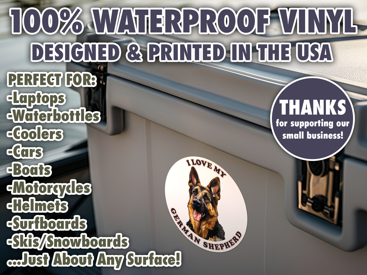 I Love My German Shepherd Sticker Decal Waterproof Vinyl Art