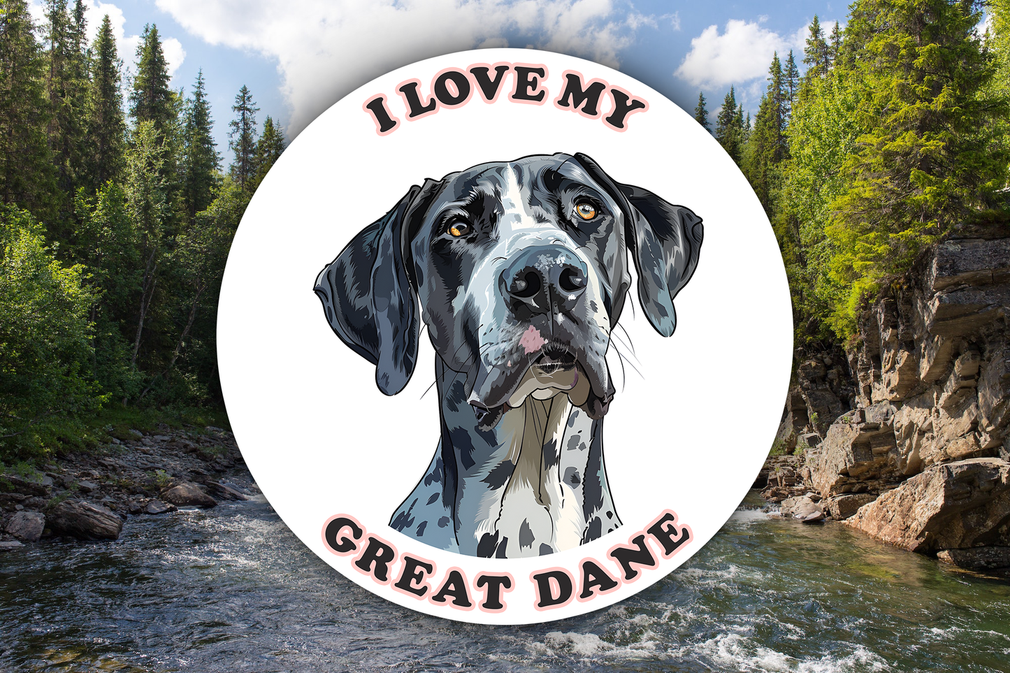 I Love My Great Dane Sticker Decal Waterproof Vinyl Art