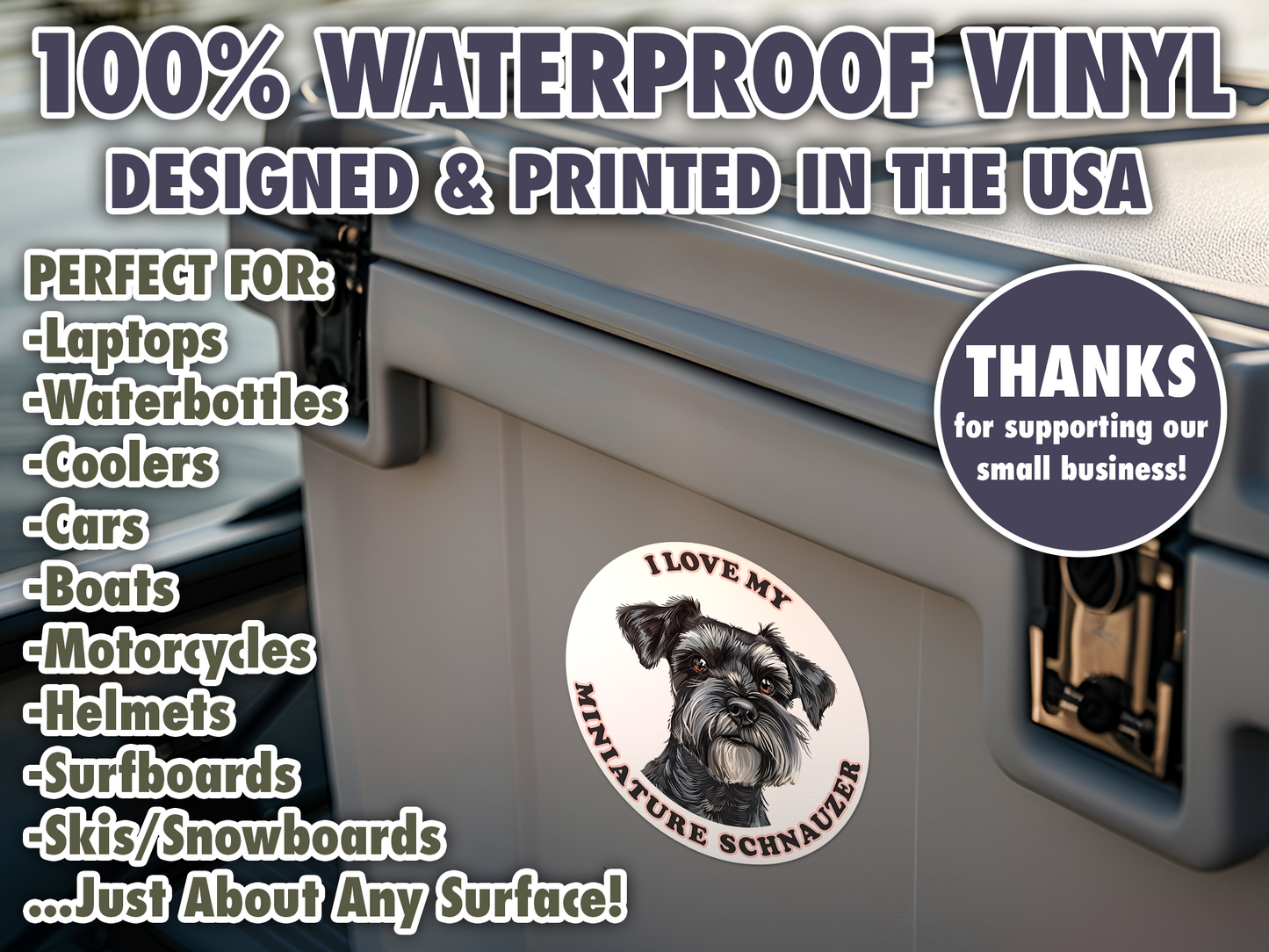 I Love My Miniature Schnauzer dog Sticker Decal Waterproof Vinyl Art