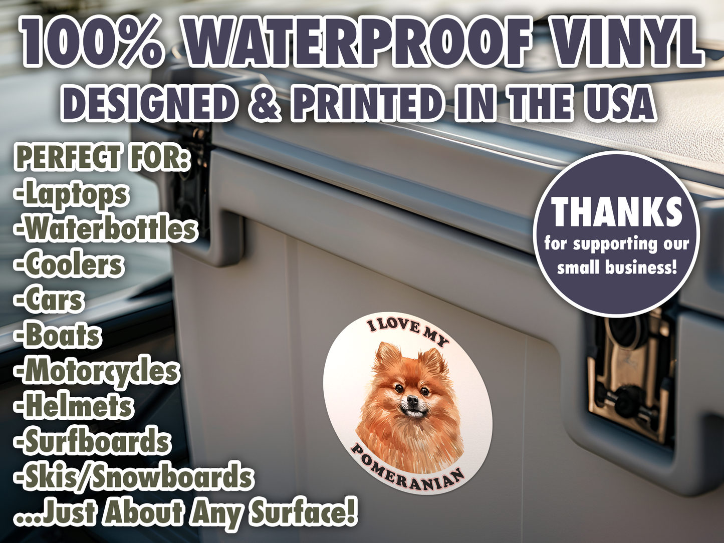 I Love My Pomeranian Dog Sticker Decal Waterproof Vinyl Art