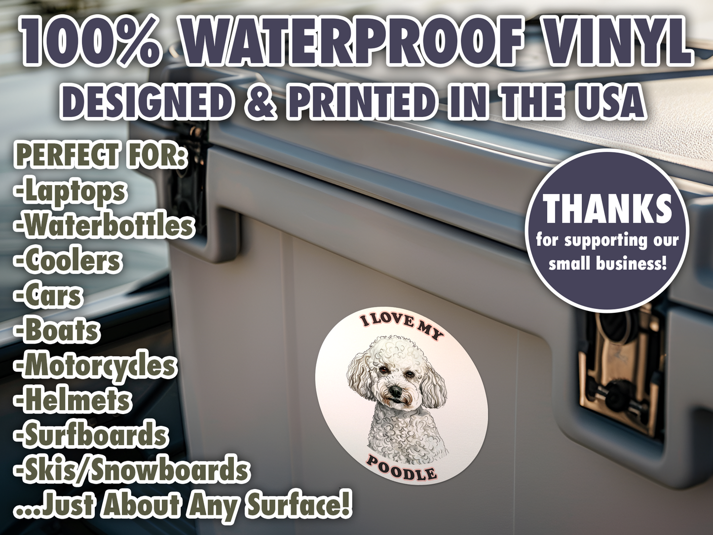 I Love My Poodle dog Sticker Decal Waterproof Vinyl Art