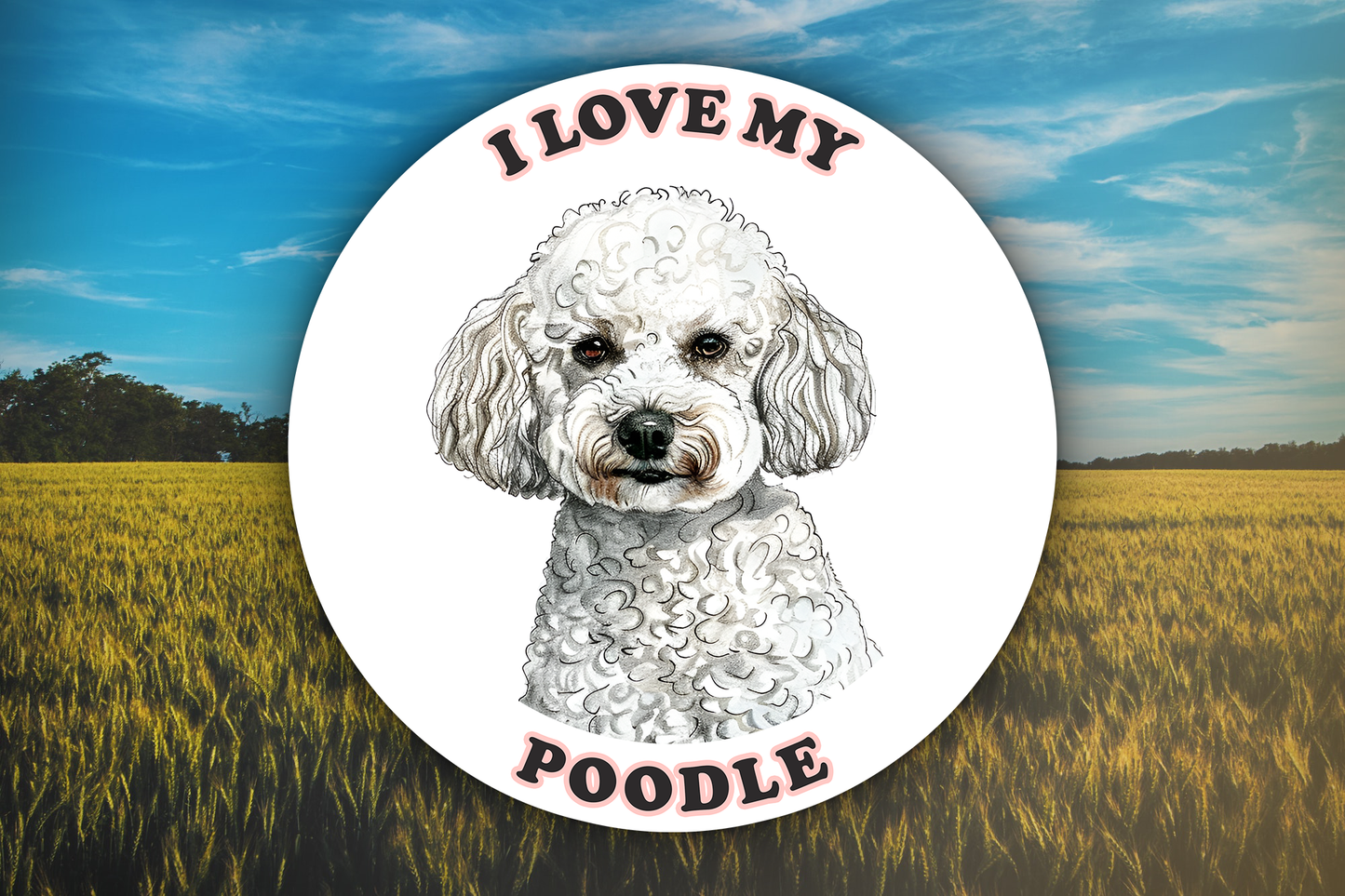 I Love My Poodle dog Sticker Decal Waterproof Vinyl Art