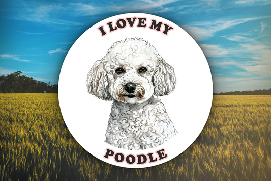 I Love My Poodle dog Sticker Decal Waterproof Vinyl Art