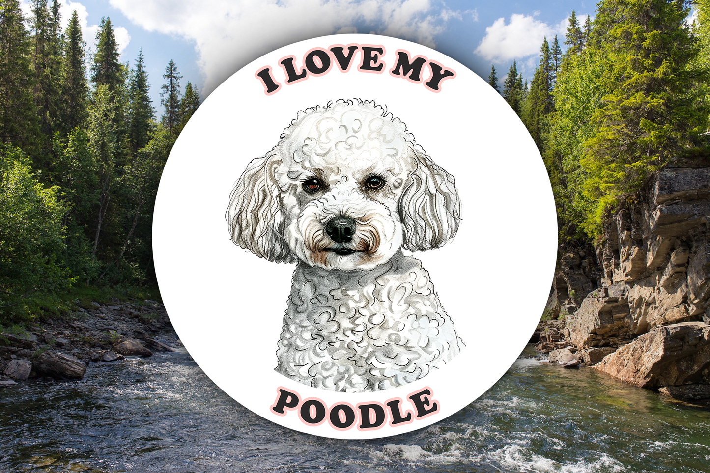 I Love My Poodle dog Sticker Decal Waterproof Vinyl Art
