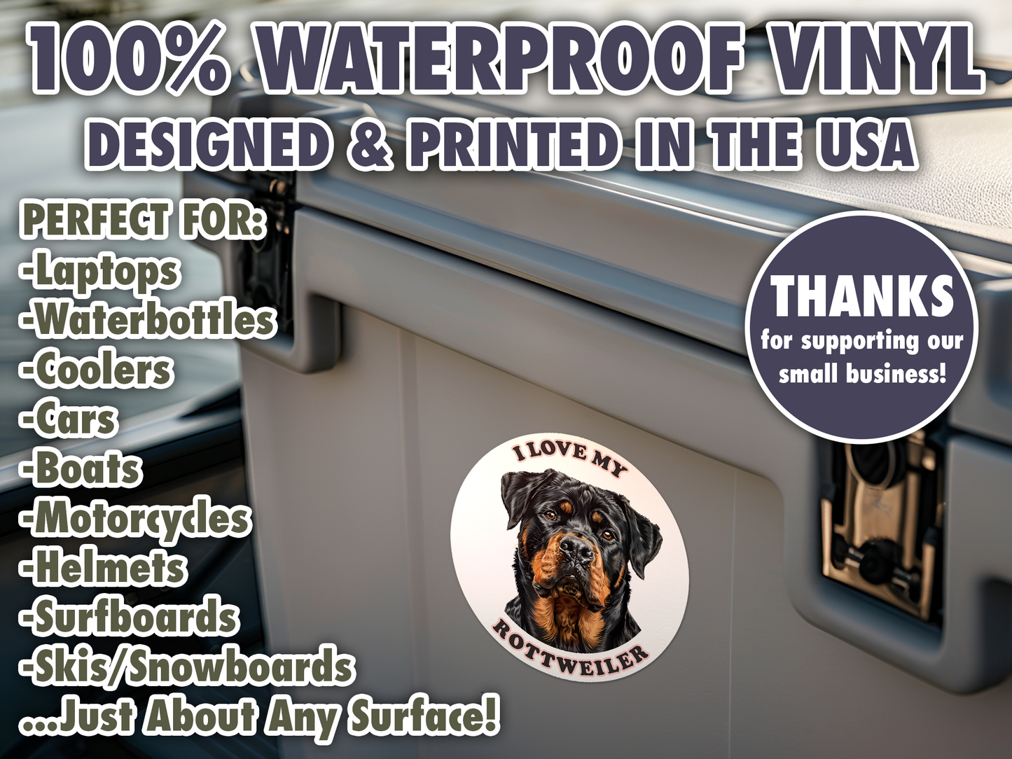 I Love My Rottweiler Sticker Decal Waterproof Vinyl Art