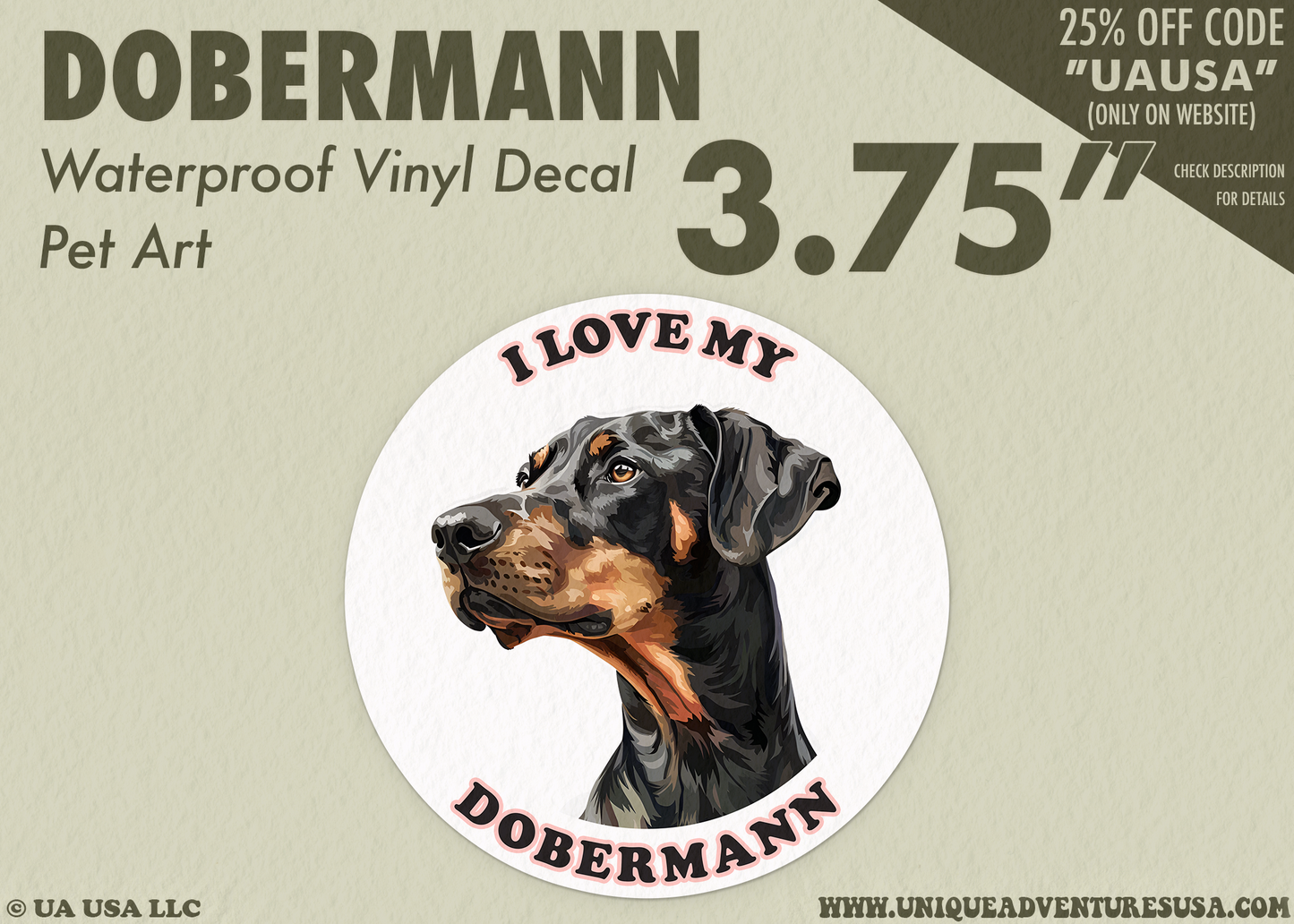 I Love My Dobermann Sticker Decal Waterproof Vinyl Art